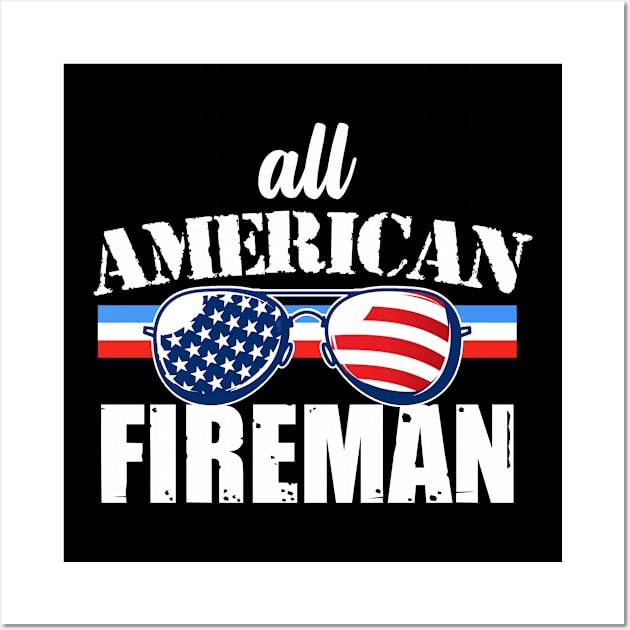 All American Fireman Wall Art by FanaticTee